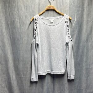 Vince Gray Embellished shoulder cutout long sleeve size XS